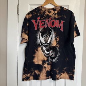 Marvel Mens Venom Spider-Man T Shirt All Over Print Tie Dye Medium 2 Sided Brown